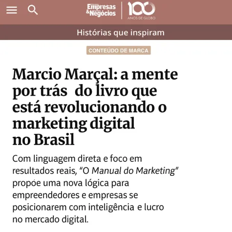Matéria sobre o Manual do Marketing