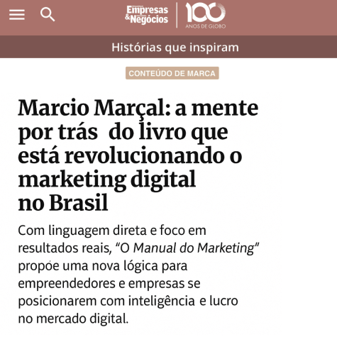 Matéria sobre o Manual do Marketing