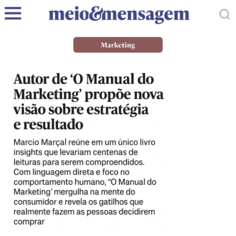 Matéria sobre o Manual do Marketing